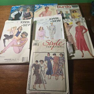 Womens sewing patterns mixed lot dresses vintage 1980s unverified